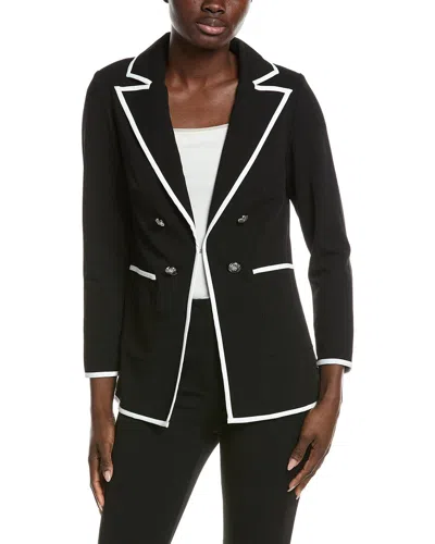 Ming Wang Heritage Fit Stretch Deco Crepe Blazer In Black