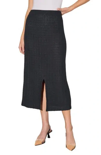 Ming Wang Heritage Fit Textured Knit Maxi Skirt In Black