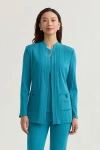 Ming Wang Heritage Multi Texture Knit Jacket In Blue