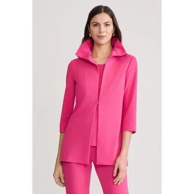 Ming Wang Heritage Ruffle Neck Deco Crepe Jacket In Pink
