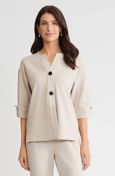 Ming Wang Heritage Tonal Stretch Deco Crepe Jacket In Gray