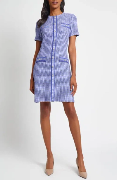 Ming Wang Honeycomb Tweed Sheath Dress