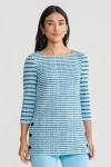 Ming Wang Horizontal Stripe Soft Knit Tunic In Blue