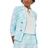 Ming Wang Lapel Collar Knit Jacket In Blue