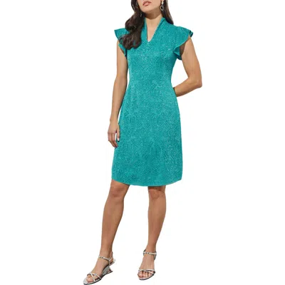 Ming Wang Jacquard Sheath Sweater Dress In Bermuda