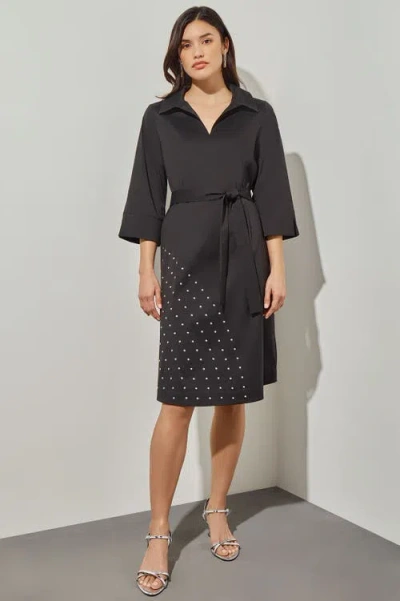 Ming Wang Knee-length Shift Dress In 001-black