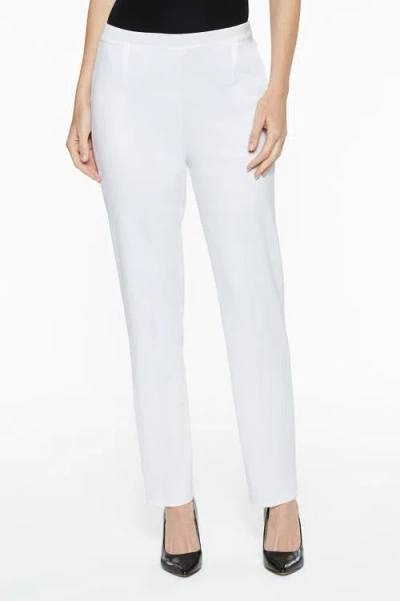 Ming Wang Knit Lined Straight-leg Pants In White