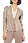 Ming Wang Layered Shirt & Cardigan In Java/white