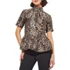 Ming Wang Leopard Print Peplum Top In Java