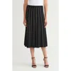 Ming Wang Linear Metallic Knit Midi Skirt In Black