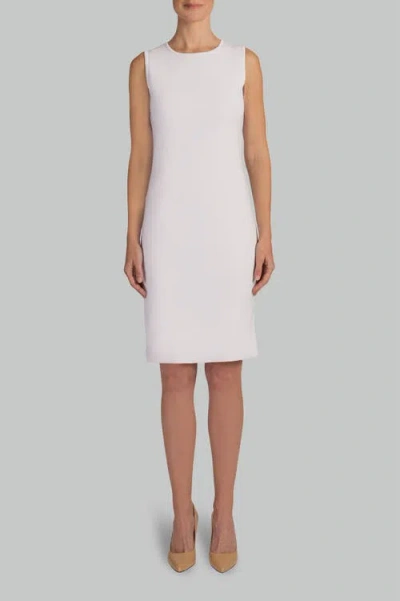 Ming Wang Lined Crew Neck Knit Dress In White