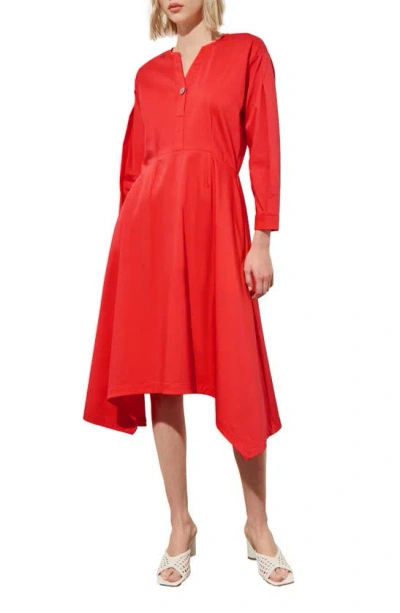 Ming Wang A-line Midi Dress In Flamenco
