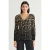 Ming Wang Lurex Leopard Print Jacquard Soft Knit Tunic In Black