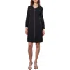 Ming Wang Metallic Braid Detail Long Sleeve Dress In Blk/granite