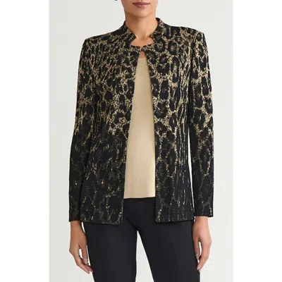 Ming Wang Metallic Leopard Jacquard Jacket In Black