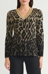Ming Wang Metallic Leopard Jacquard Tunic In Multi