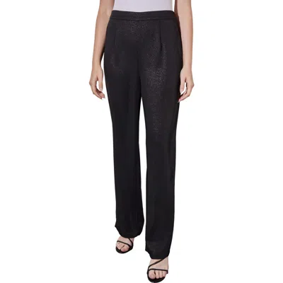 Ming Wang Metallic Shimmer Straight Leg Pants In Black/silver