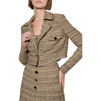 Ming Wang Metallic Tweed Crop Jacket In Gray