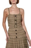 Ming Wang Metallic Tweed Crop Top In Gold/black