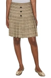 Ming Wang Metallic Tweed Skirt In Brown