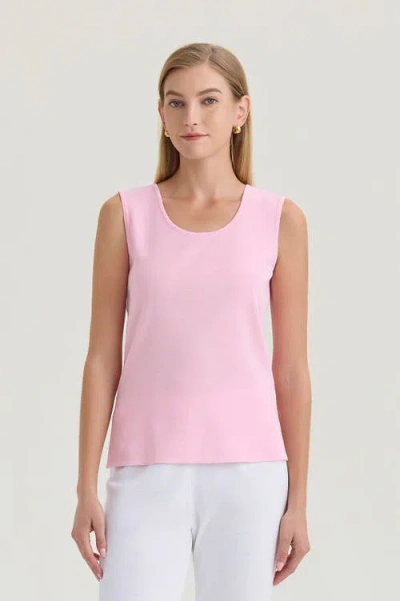Ming Wang Mid-length Scoop Neck Knit Tank In Pink