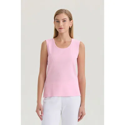 Ming Wang Mid-length Scoop Neck Knit Tank In Pink