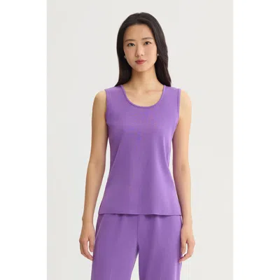 Ming Wang Mid Length Scoop Neck Knit Tank In Purple