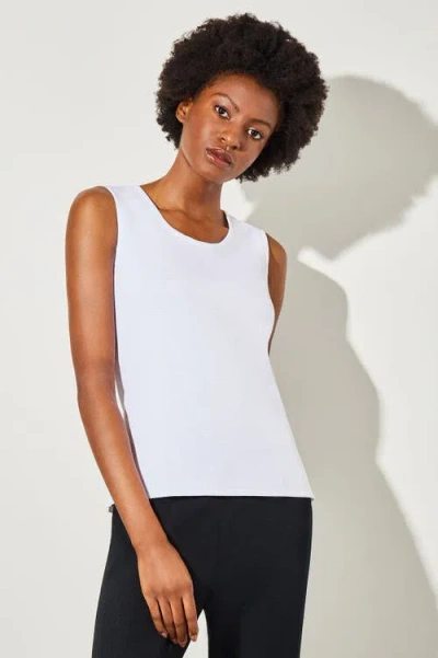 Ming Wang Mid Length Scoop Neck Knit Tank In White
