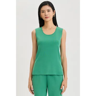 Ming Wang Mid-length Scoop Neck Knit Tank In Green