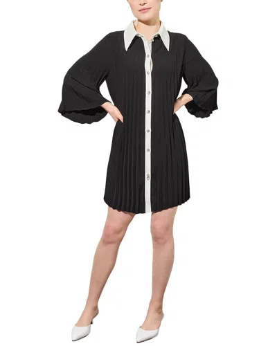 Ming Wang Mini Crepe De Chine Shift Dress In Black