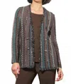 Ming Wang Mixed Knit Jacket In Multicolor