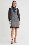 Ming Wang Mixed-media Tweed Knit Sheath Dress In Multi