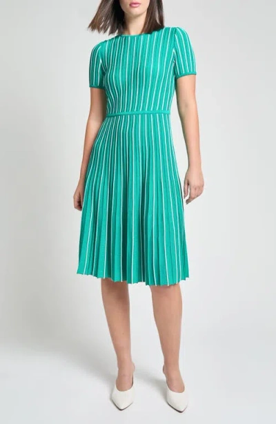Ming Wang Modern Fit Stripe A-line Knit Dress