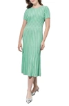 Ming Wang Modern Fit Stripe A-line Knit Dress In Green