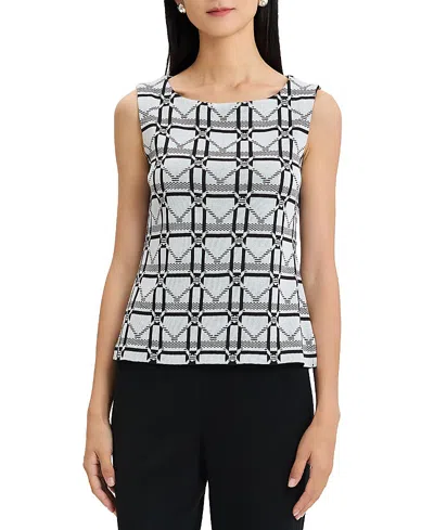 Ming Wang Monochrome Geometric Knit Tank In Black