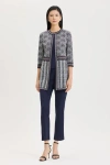Ming Wang Multi Pattern Jacquard Knit Jacket In Blue
