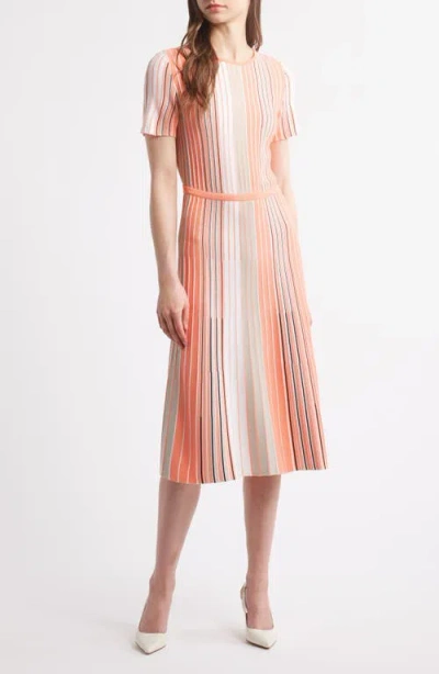 Ming Wang Multi Stripe Soft Knit Fit & Flare Dress