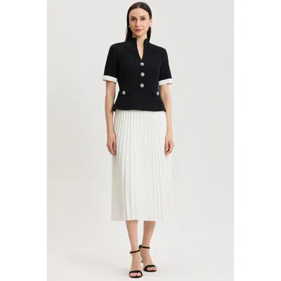 Ming Wang Noelle Pleated Crepe Maxi Dress In Multi