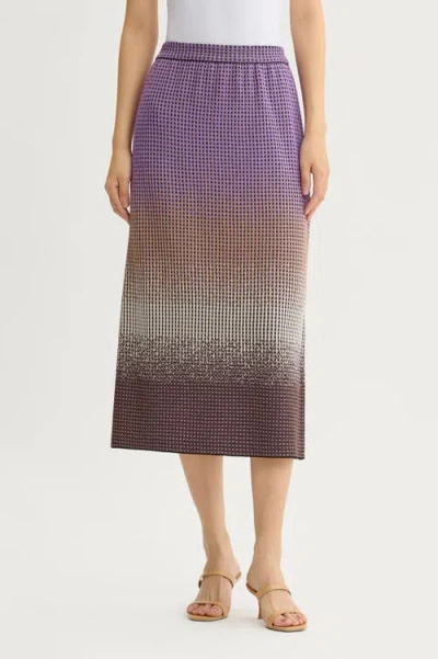 Ming Wang Ombre Jacquard Knit Midi Skirt In Animal Print