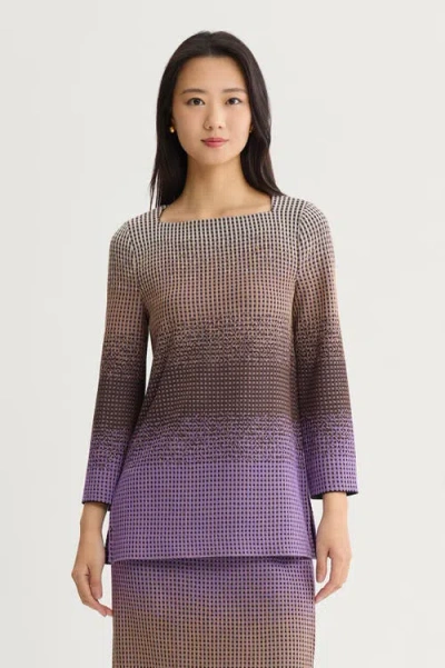 Ming Wang Ombre Jacquard Knit Tunic In Purple