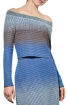 Ming Wang Ombré Off The Shoulder Crop Sweater In Multi