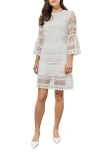 MING WANG OPEN STITCH EMBROIDERED DRESS