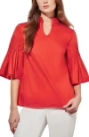 MING WANG PLEATED BELL SLEEVE TOP