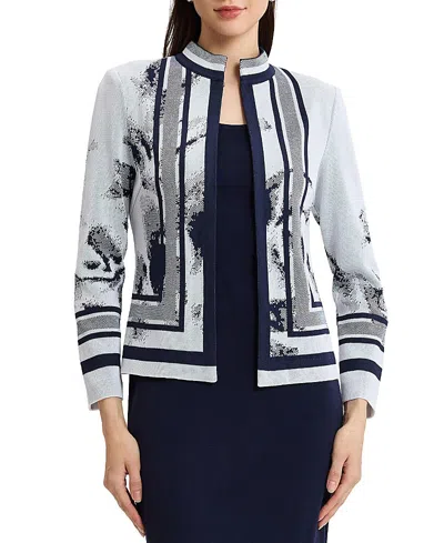 Ming Wang Heritage Abstract Two-tone Knit Jacket In Multi
