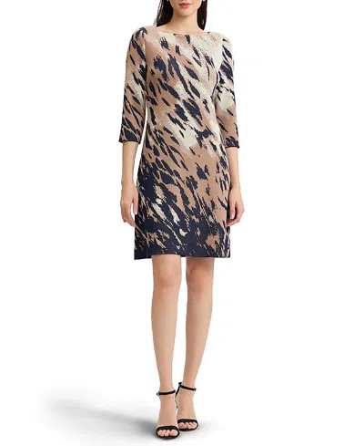 Ming Wang Plus A-line Abstract Animal Print Soft Knit Dress In Multi