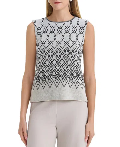 MING WANG PLUS DIAMOND JACQUARD KNIT TANK