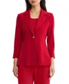 Ming Wang Plus Single-button Knit Jacket In Red