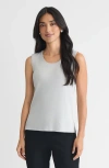 Ming Wang Plus Size Mid-length Lurex Scoop Neck Knit Tank In Gray