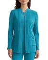 Ming Wang Plus Size Multi-texture Knit Jacket In Blue