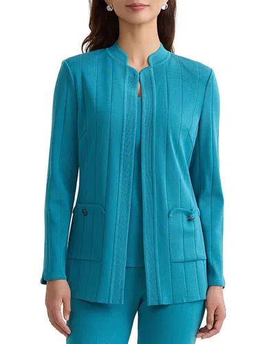 Ming Wang Plus Size Multi-texture Knit Jacket In Blue